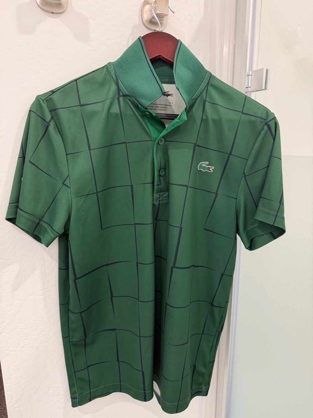 Lacoste Men’s Green Grid Polo with Embroidered Crocodile